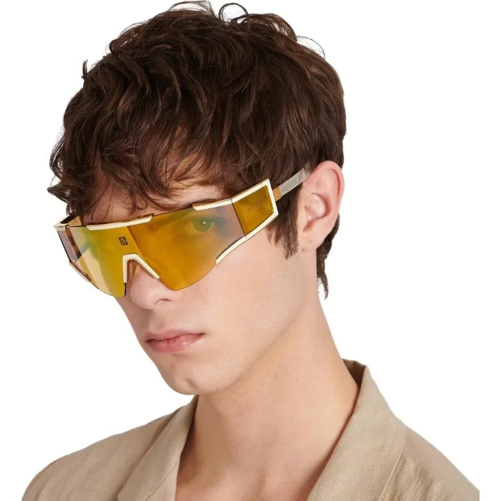 NWT BALMAIN SUNGLASSES UNISEX GOLD SHIELD EYEWEAR BAMAIN NEW